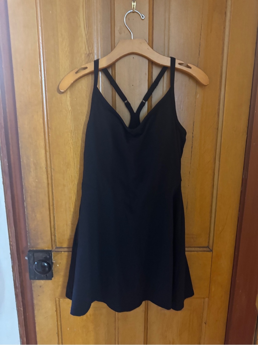 Black Strappy Mini Dress with V-Back